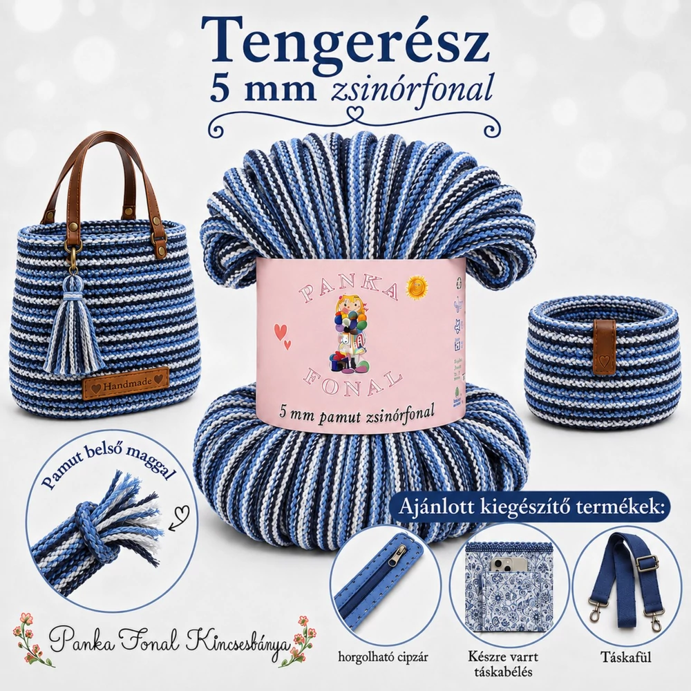5 mm zsinórfonal Tengerész - Panka -