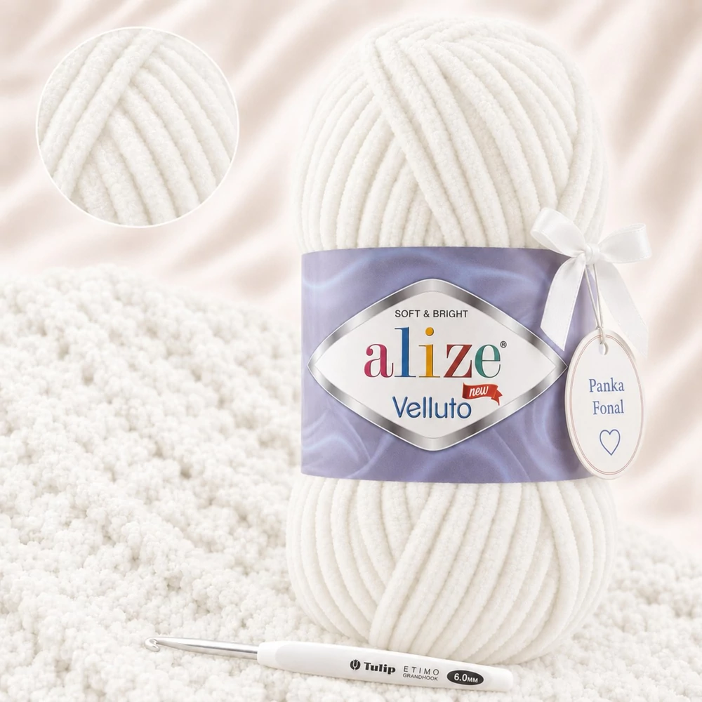 Alize Velluto Krém - 62 -