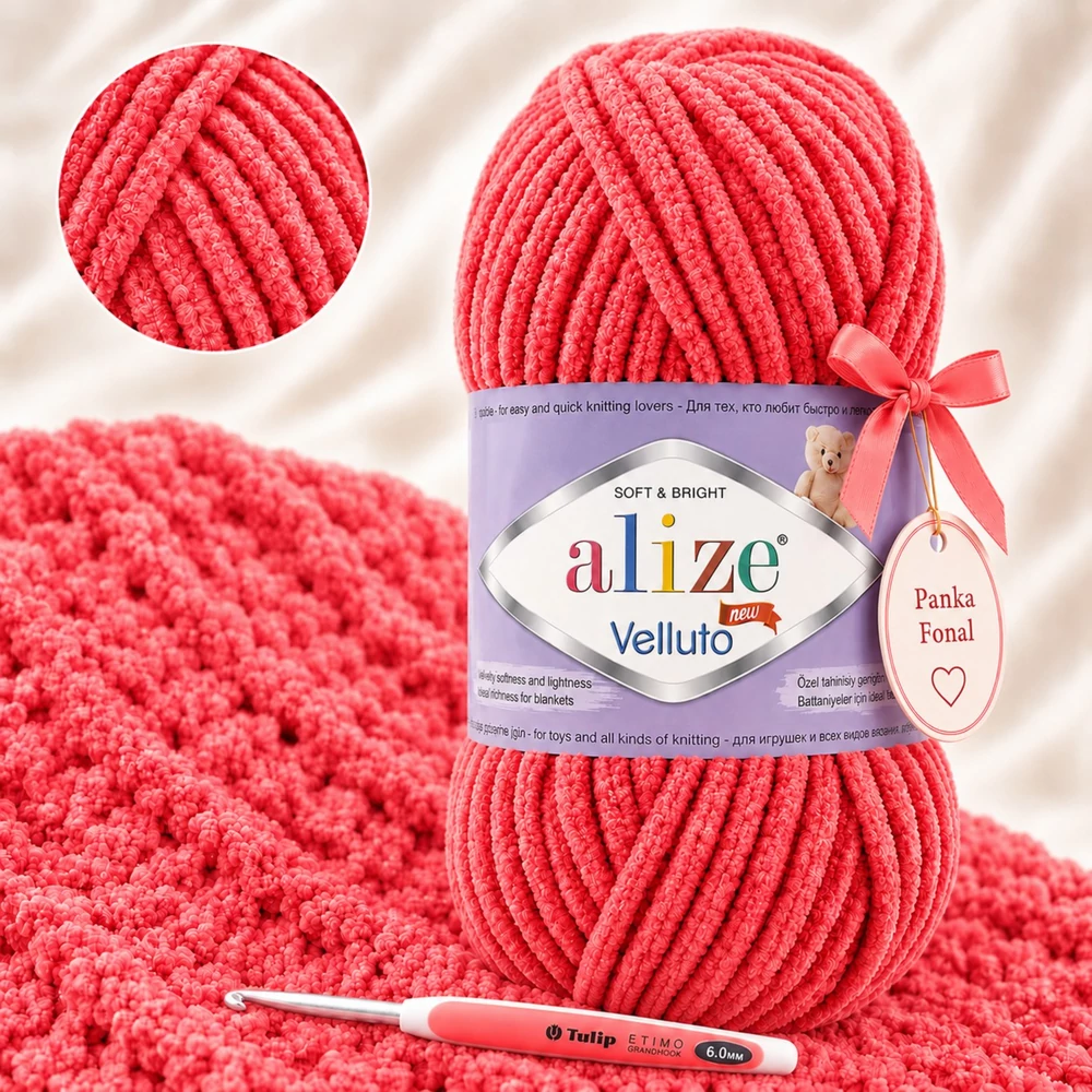 Alize Velluto Tűzpiros - 56 -