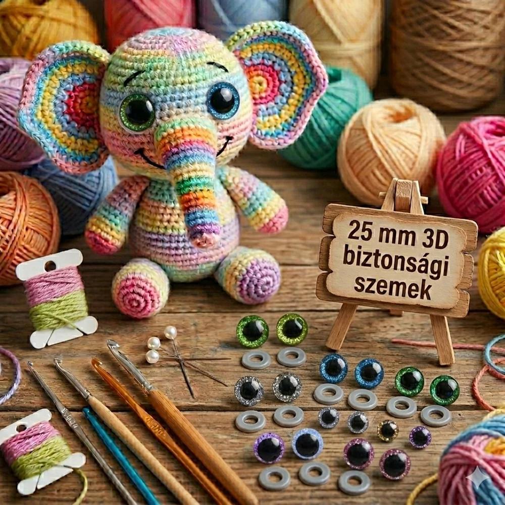 3D színes biztonsági szem amigurumihoz (25 mm) - 5 pár/csomag