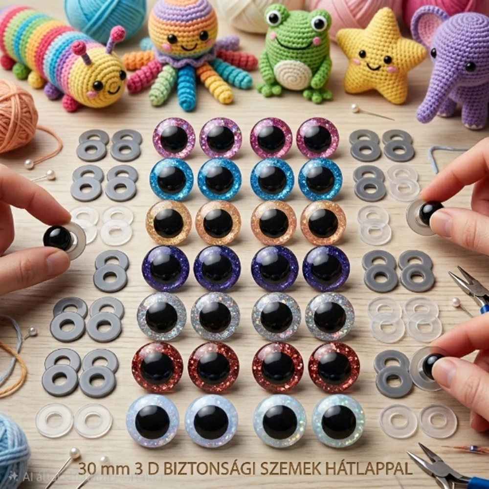 3D színes biztonsági szem amigurumihoz (30 mm) - 5 pár/csomag