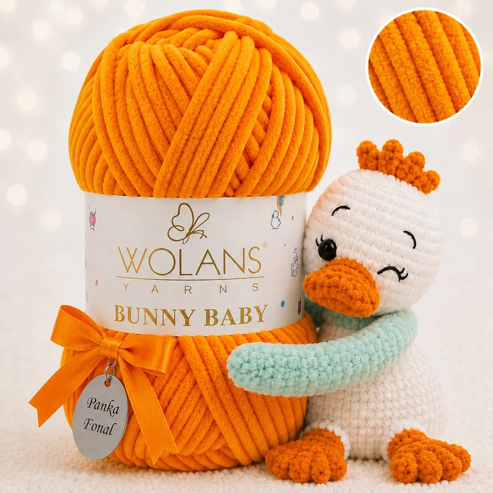 Wolans Bunny Baby zsenília, plüss fonal Kajszibarack színű 100-67