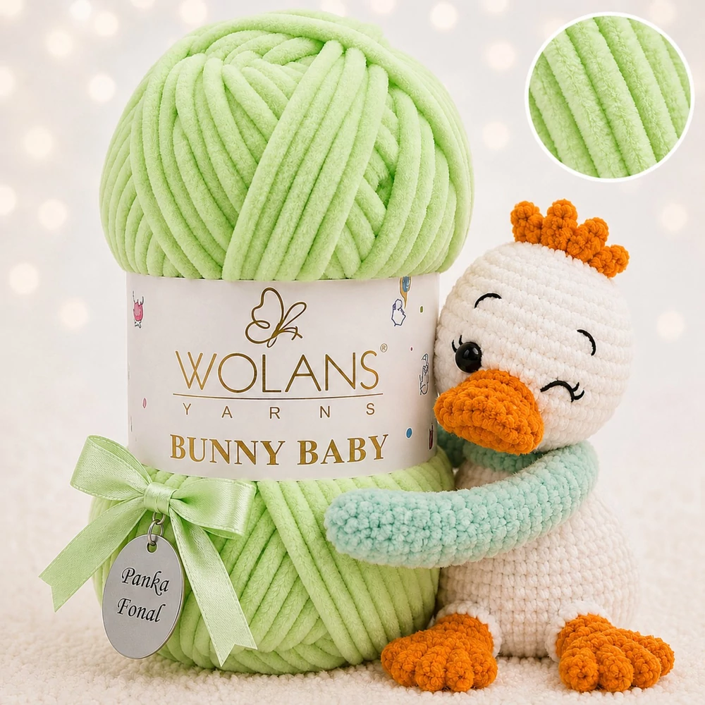 Wolans Bunny Baby zsenília, plüss fonal Lime színű 100-47