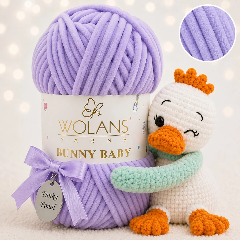 Wolans Bunny Baby zsenília, plüss fonal Viola színű 100-55