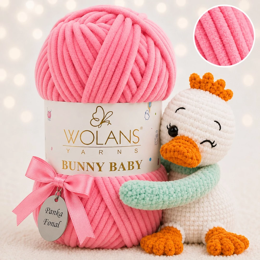 Wolans Bunny Baby zsenília, plüss fonal Bonbon rózsaszín színű 100-64