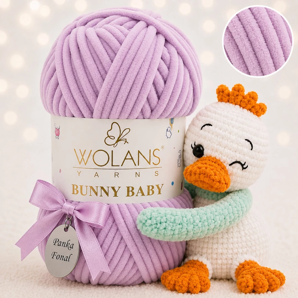 Wolans Bunny Baby zsenília, plüss fonal Mályva színű 100-59