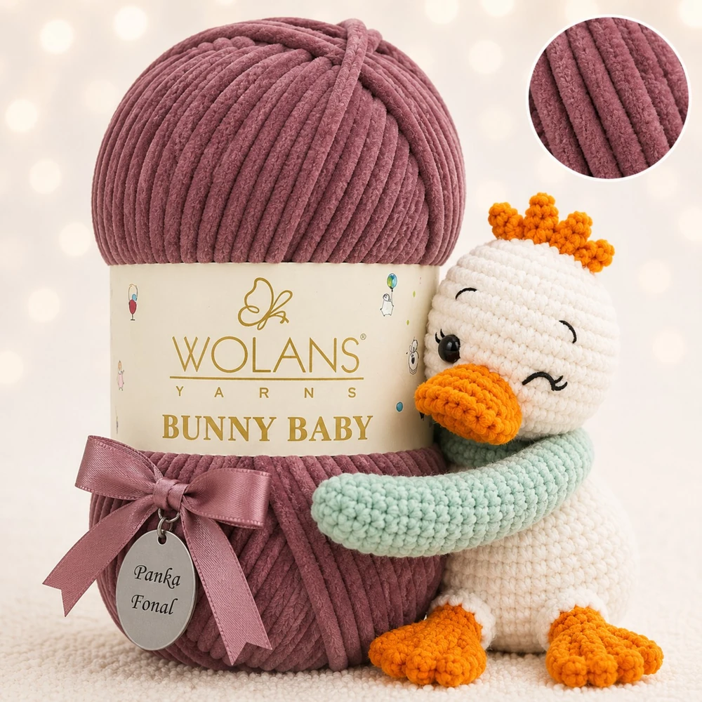 Wolans Bunny Baby zsenília, plüss fonal  Hangavirág színű 100-83