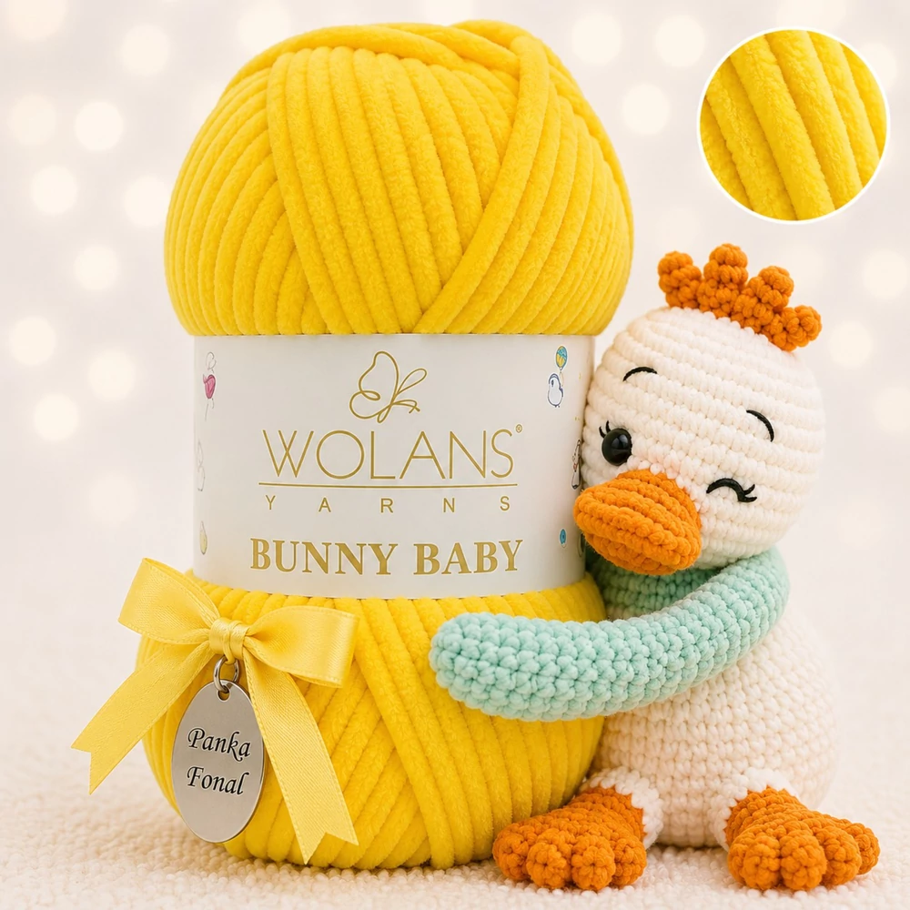 Wolans Bunny Baby zsenília, plüss fonal  Körömvirágfény színű 100-87