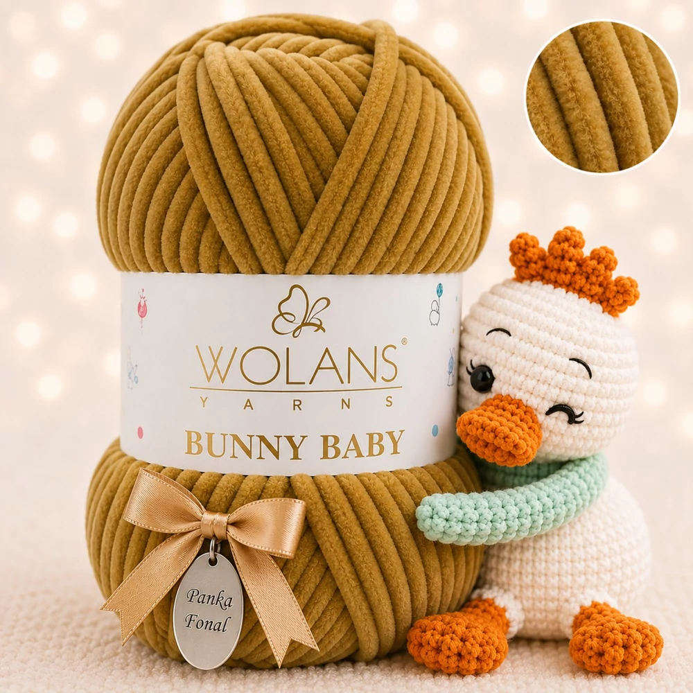Wolans Bunny Baby zsenília, plüss fonal  Karamellálom színű 100-97