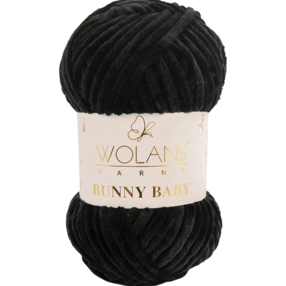 Wolans Bunny Baby zsenília, plüss fonal  Fekete színű 100-10