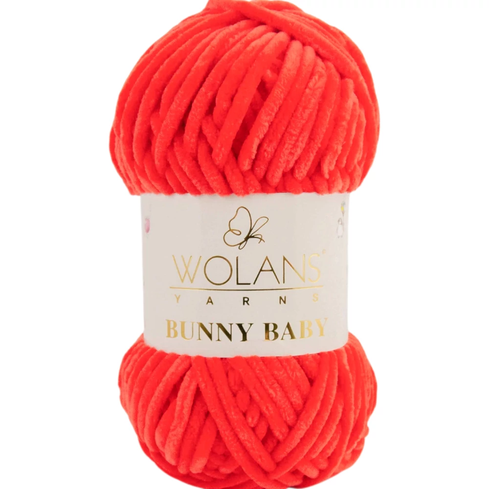 Wolans Bunny Baby zsenília, plüss fonal  Piros színű 100-08