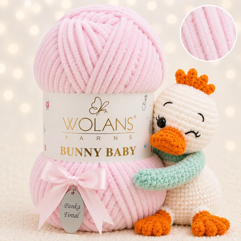 Wolans Bunny Baby zsenília, plüss fonal  Babarózsaszín színű 100-04