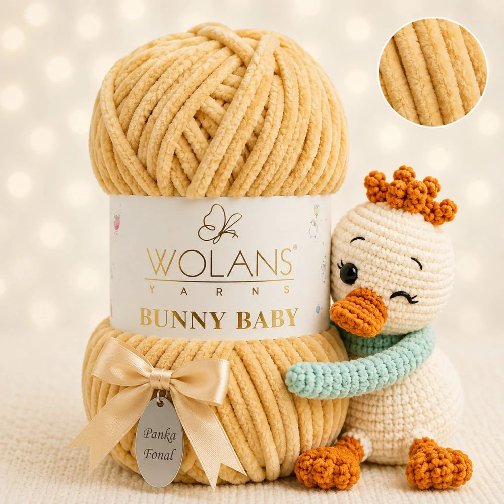 Wolans Bunny Baby zsenília, plüss fonal  Búza barna színű 100-18
