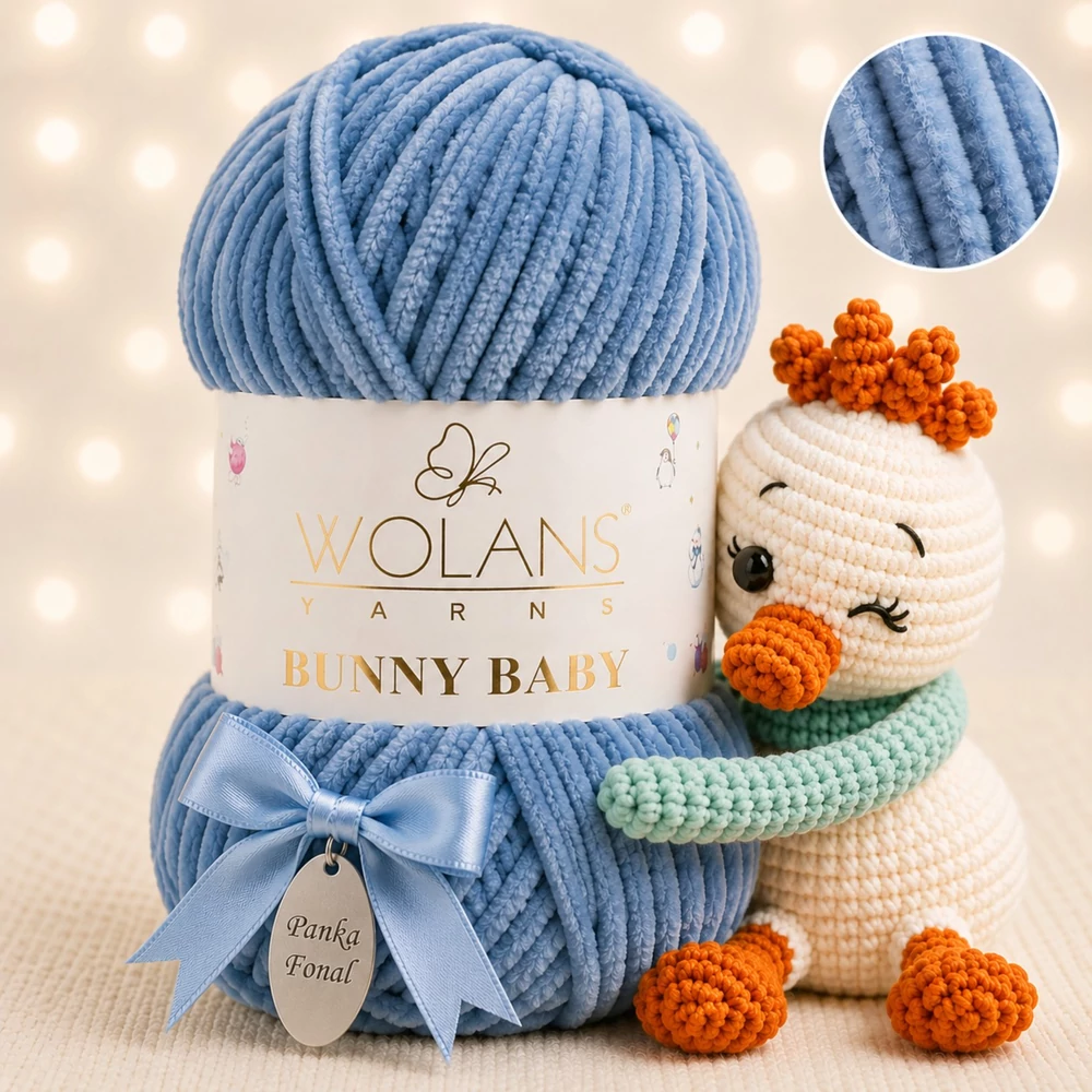 Wolans Bunny Baby zsenília, plüss fonal  Manhattan szürke színű 100-30