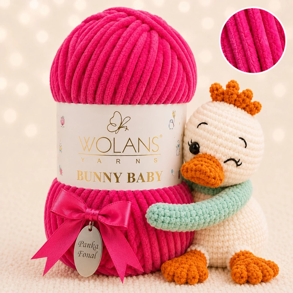 Wolans Bunny Baby zsenília, plüss fonal  Magenta színű 100-07