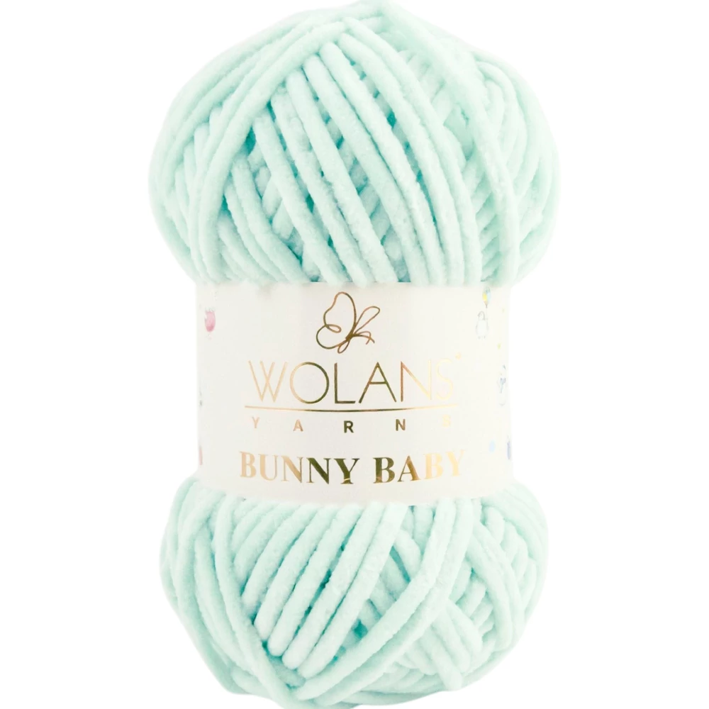 Wolans Bunny Baby zsenília, plüss fonal  Menta zöld színű 100-23