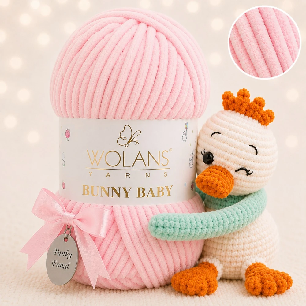 Wolans Bunny Baby zsenília, plüss fonal  Pink színű 100-06