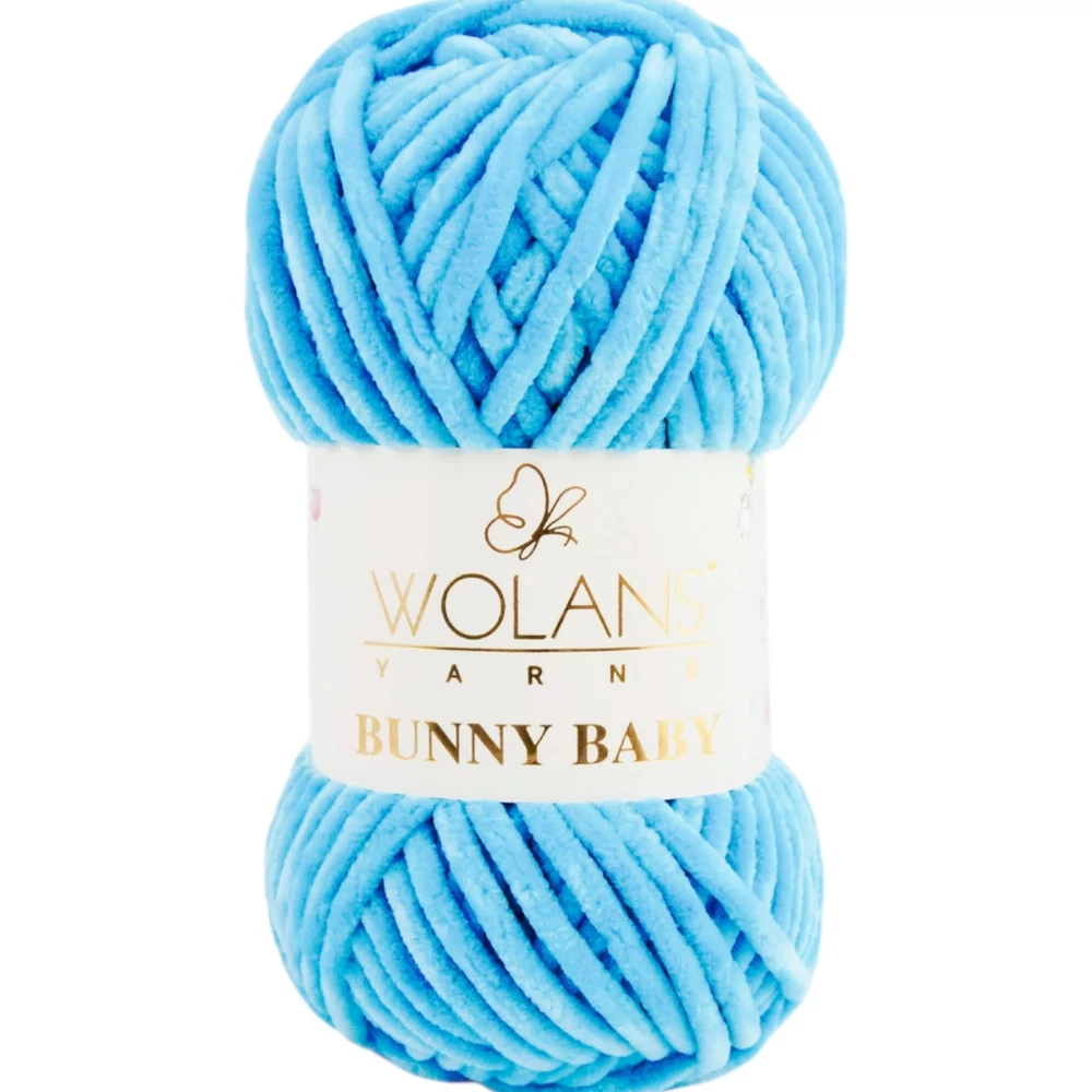 Wolans Bunny Baby zsenília, plüss fonal  Türkizkék színű 100-12