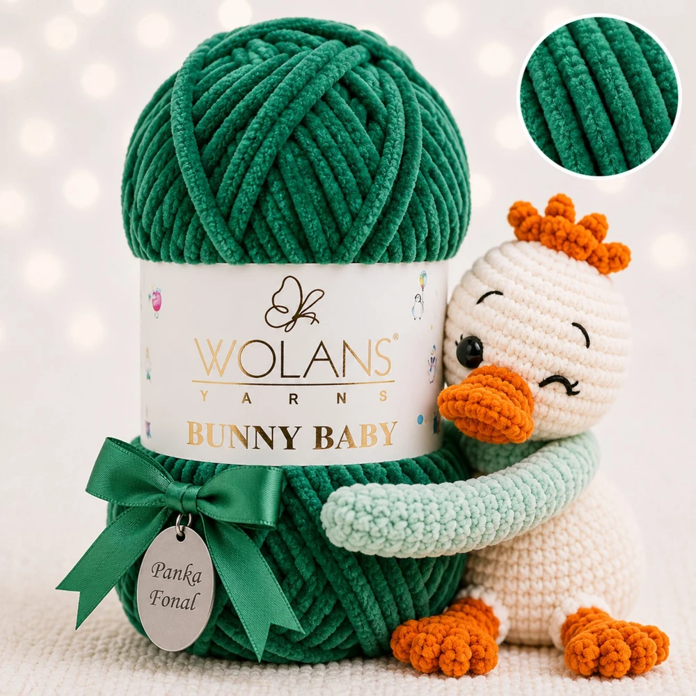 Wolans Bunny Baby zsenília, plüss fonal  Karácsony zöld színű 100-26