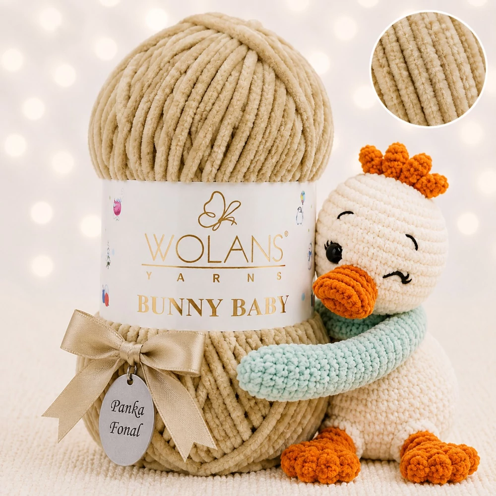 Wolans Bunny Baby zsenília, plüss fonal  Bézs színű 100-45