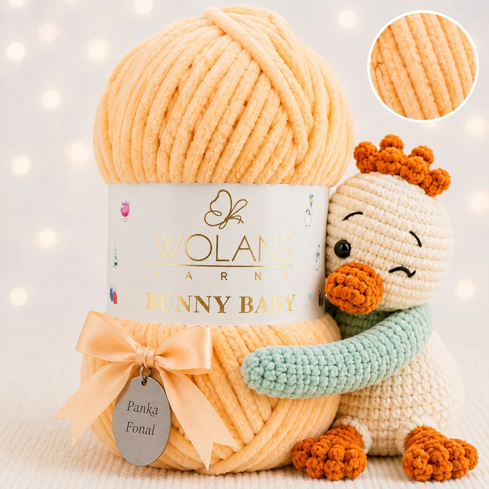 Wolans Bunny Baby zsenília, plüss fonal  Barack színű 100-39
