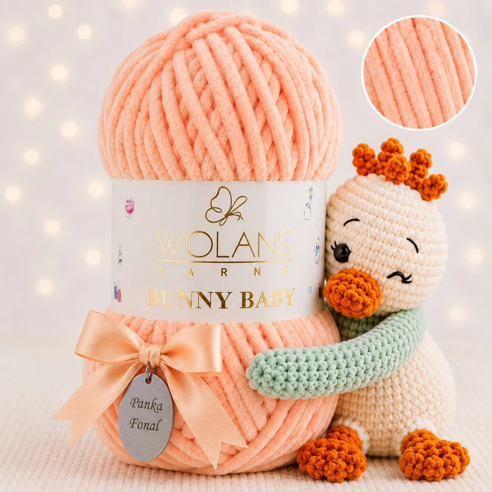 Wolans Bunny Baby zsenília, plüss fonal Mandarin színű 100-65