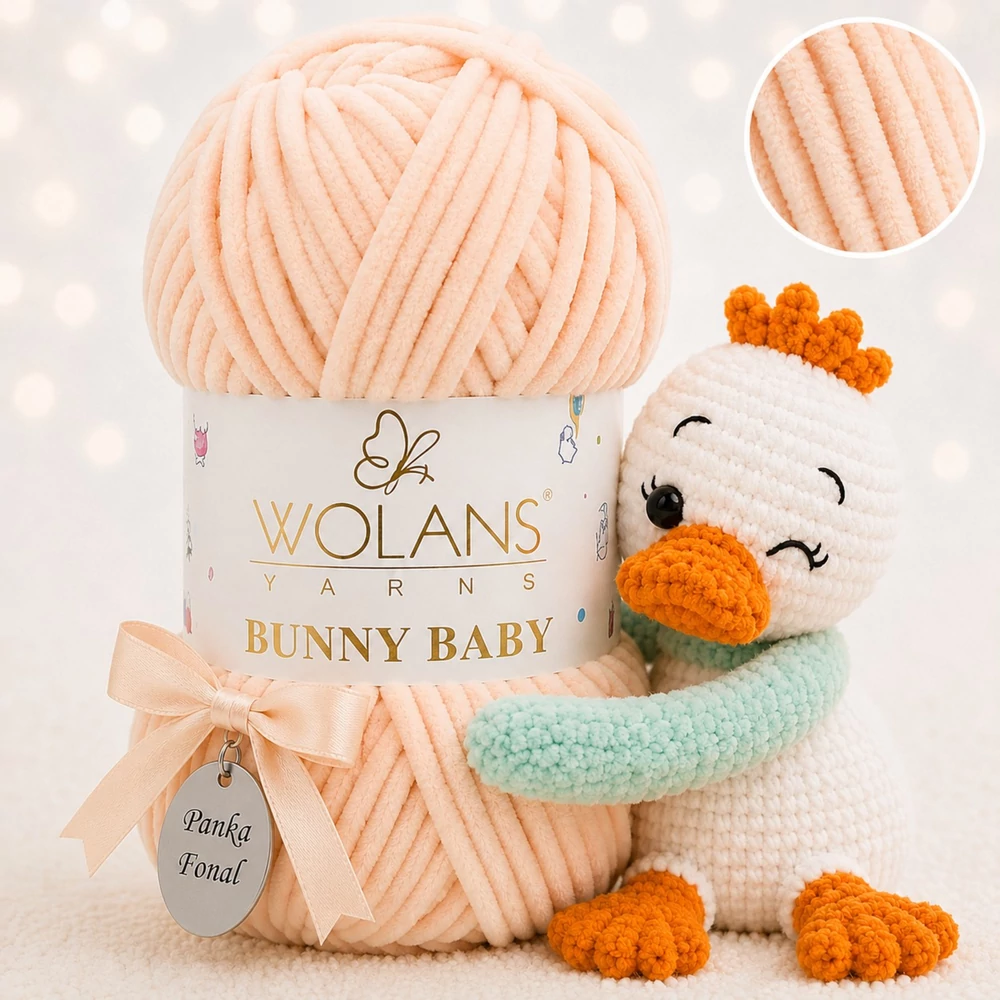 Wolans Bunny Baby zsenília, plüss fonal  Kagyló rózsaszín színű 100-42
