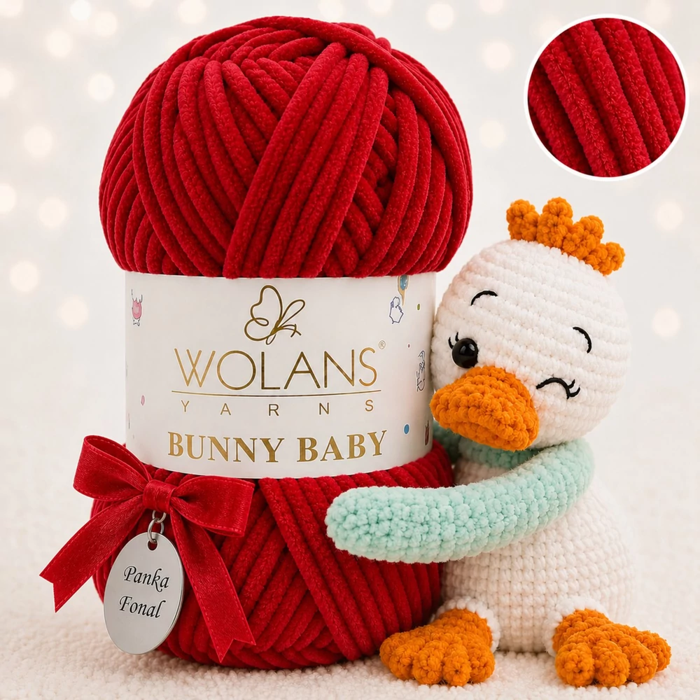 Wolans Bunny Baby zsenília, plüss fonal  Burgundy színű 100-20