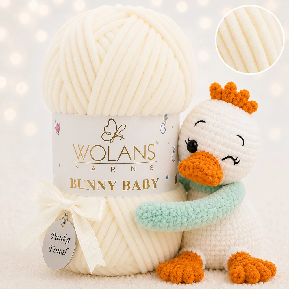 Wolans Bunny Baby zsenília, plüss fonal  Krém színű 100-02