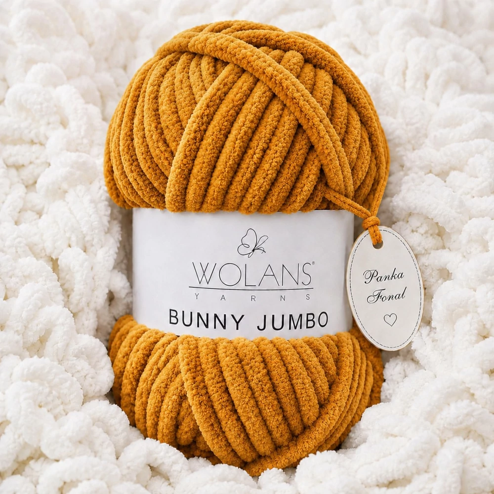 Bunny Home Jumbo plüssfonal, zsenília fonal - Mustár - 200-28