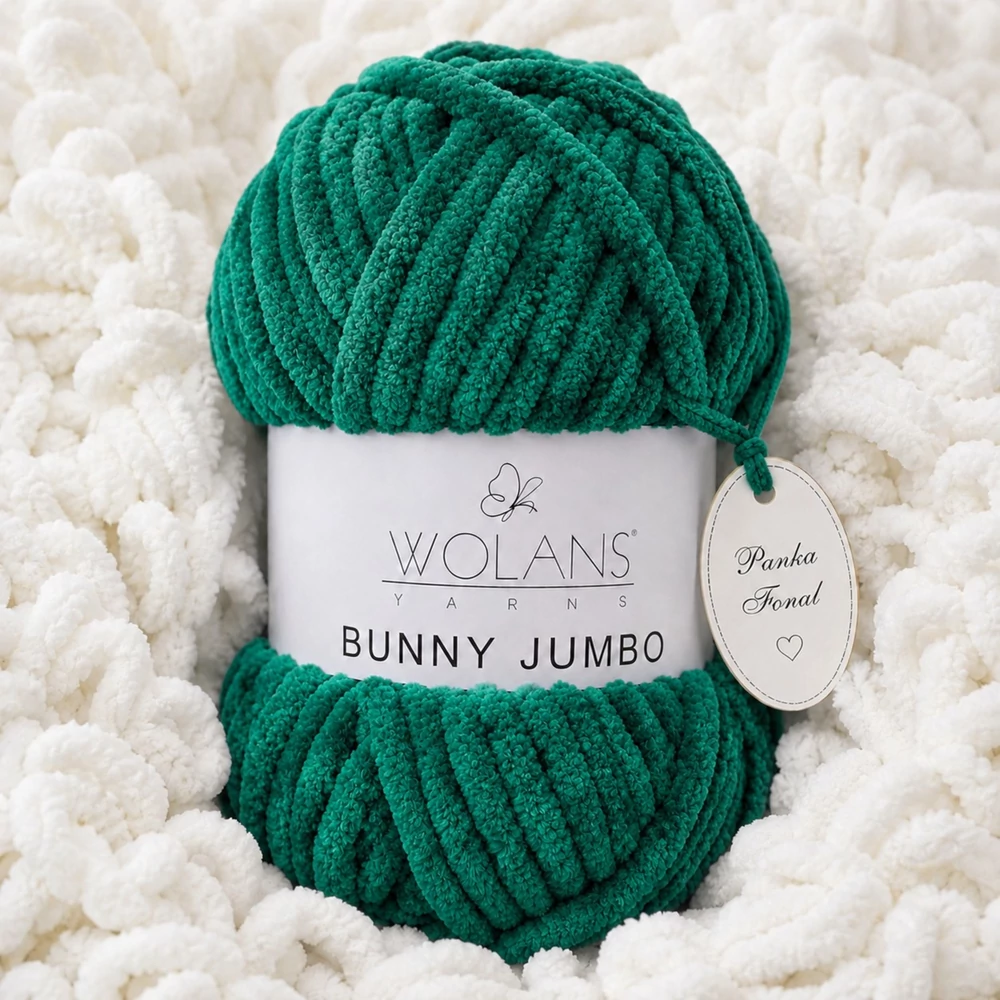 Bunny Home Jumbo plüssfonal, zsenília fonal - Karácsonyzöld - 200-26