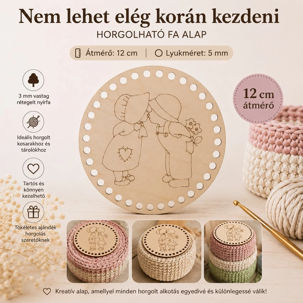 Nem lehet elég korán kezdeni :-) horgolható fa alap