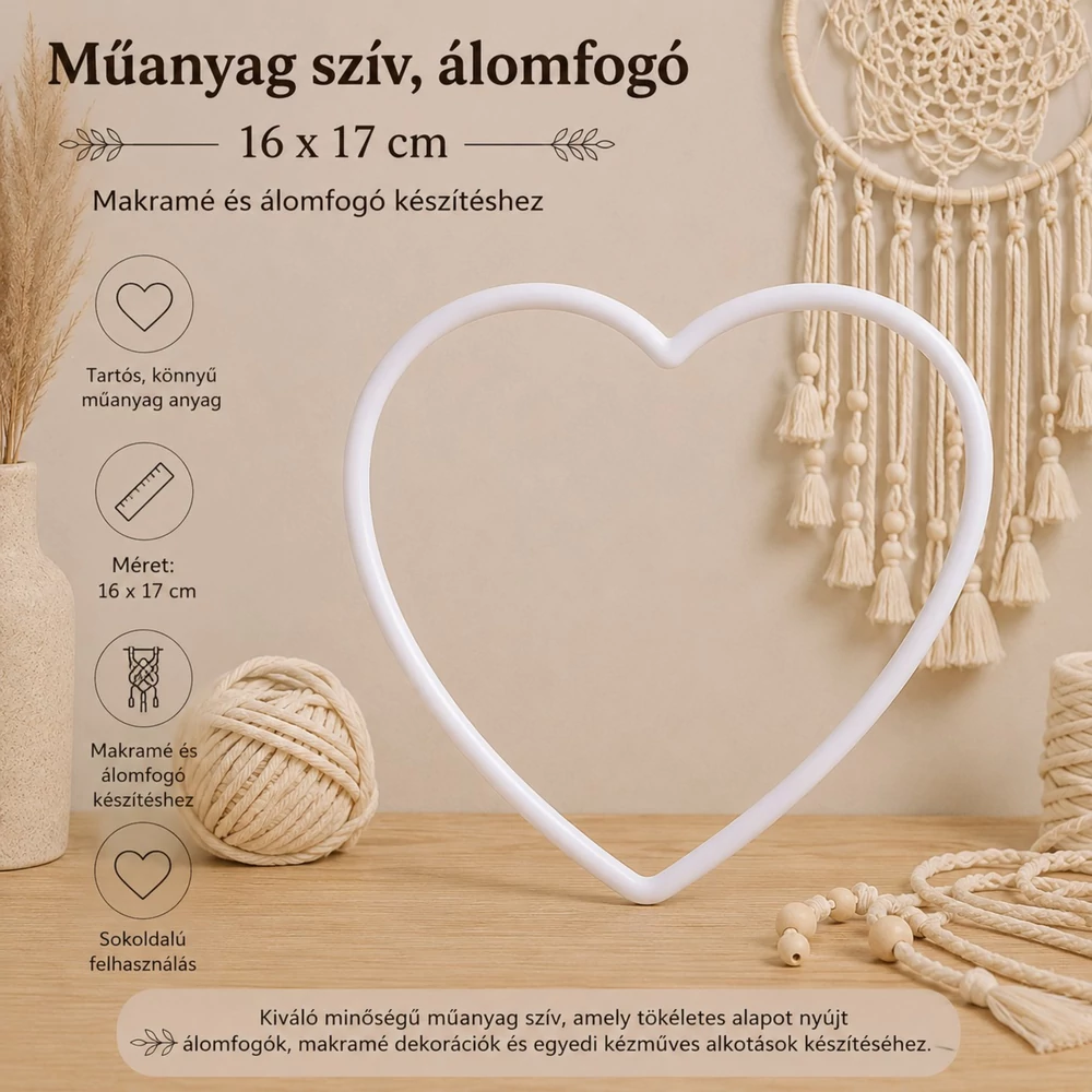 Műanyag szív, álomfogó
