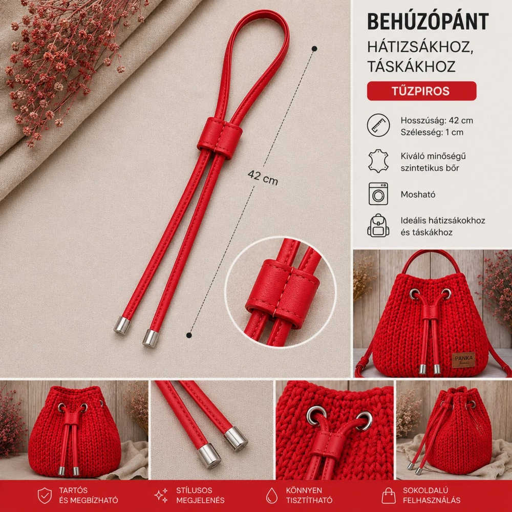 Behúzópánt - tűzpiros színben -