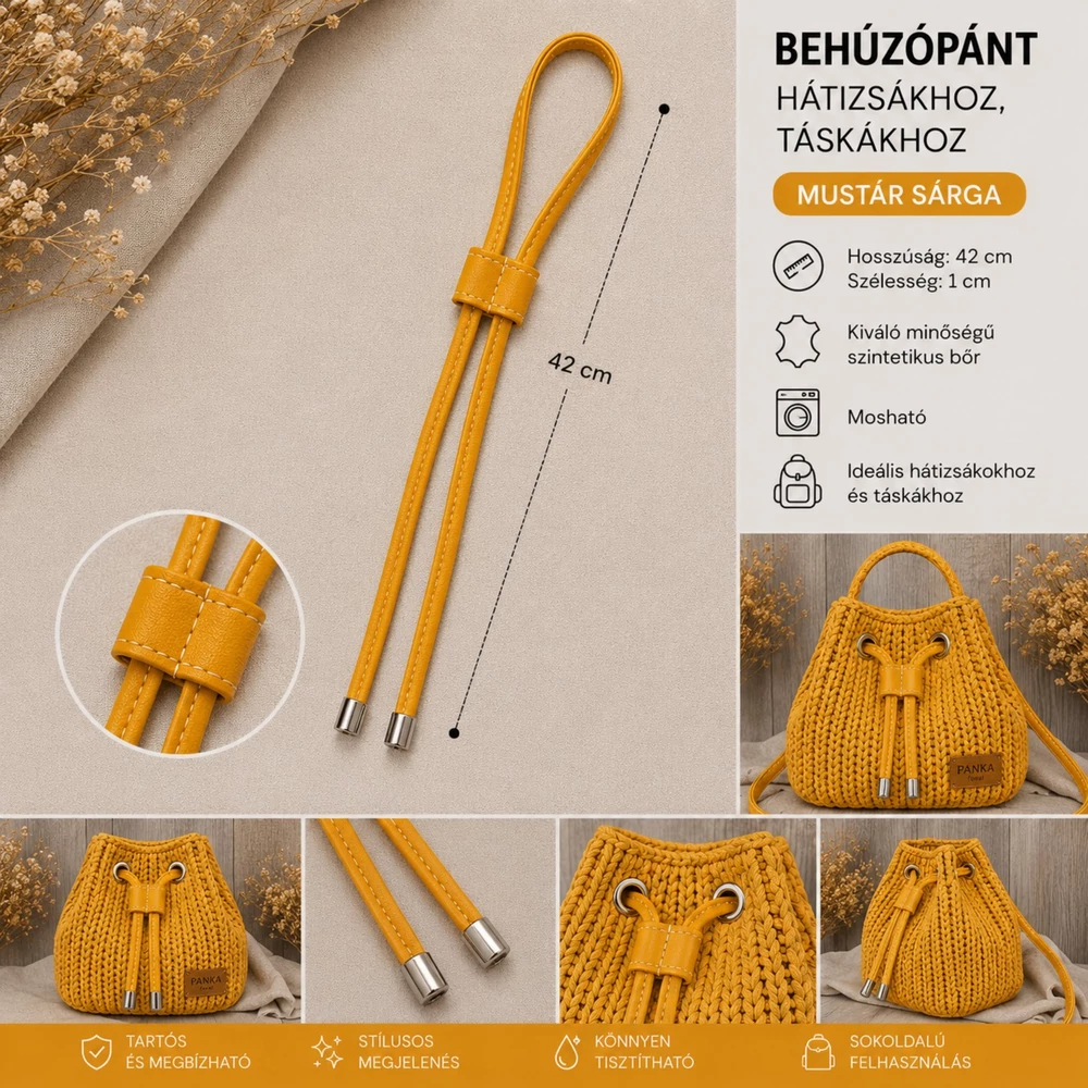 Behúzópánt hátizsákhoz - mustár sárga -