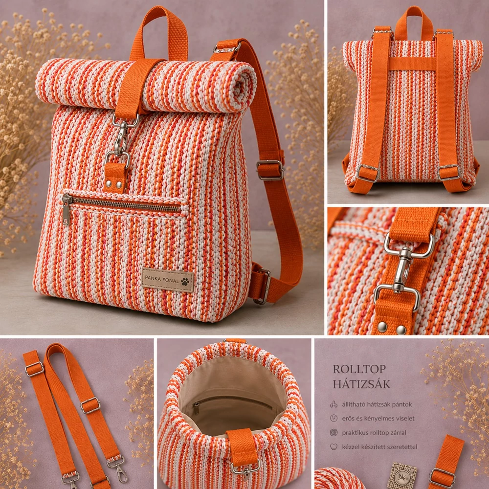 Rolltop hátizsák táskafül - narancs -
