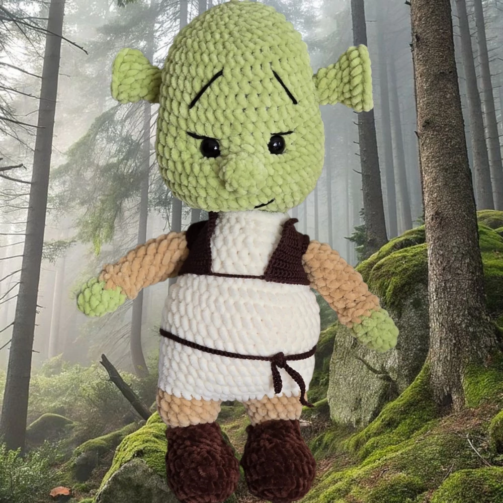 Horgolt Shrek figura – 45 cm – puha zsenília fonalból