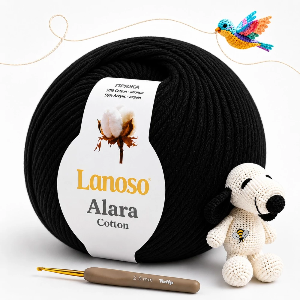 Lanoso Alara amigurumi fonal Fekete - 960 -