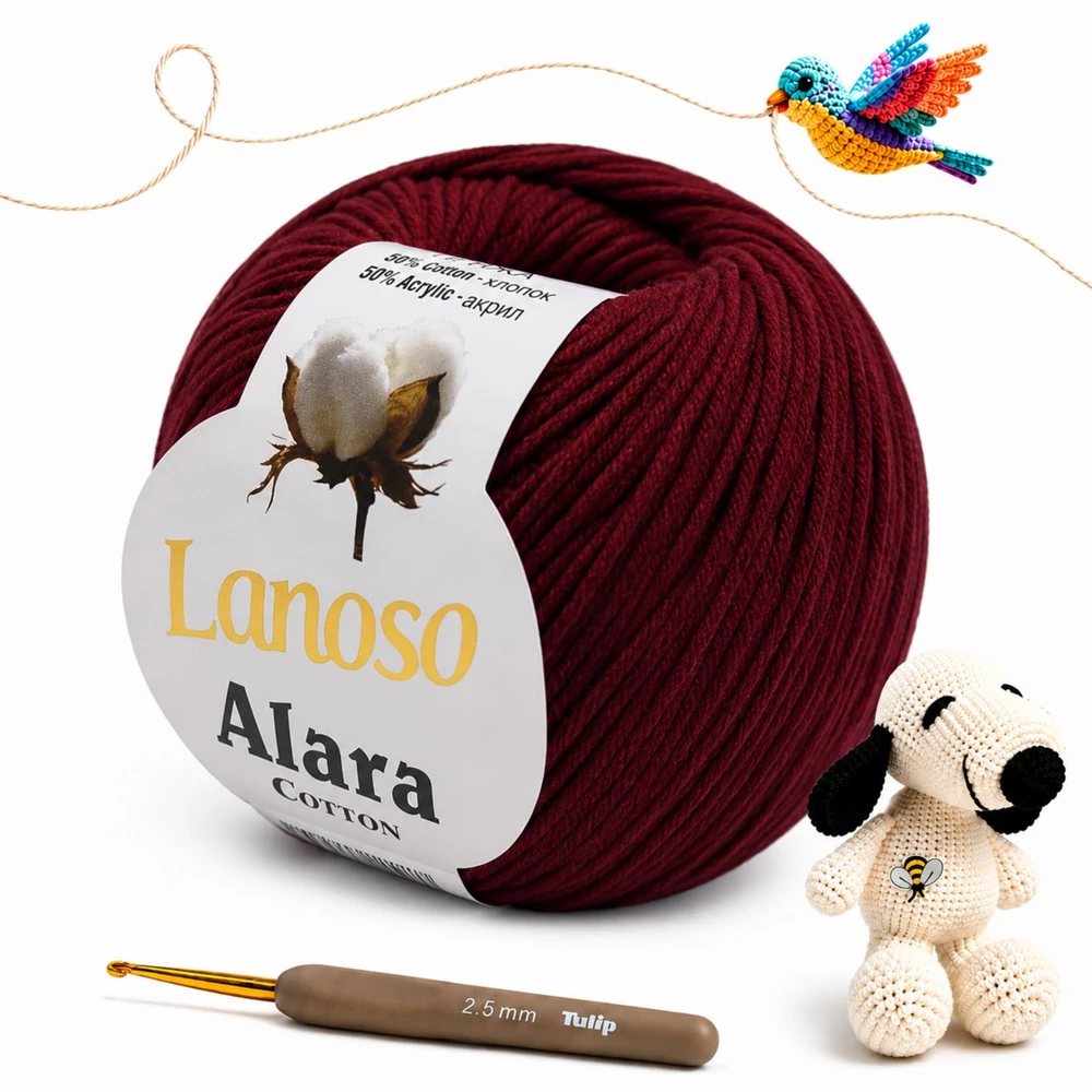 Lanoso Alara amigurumi fonal - Bordó - 957 -