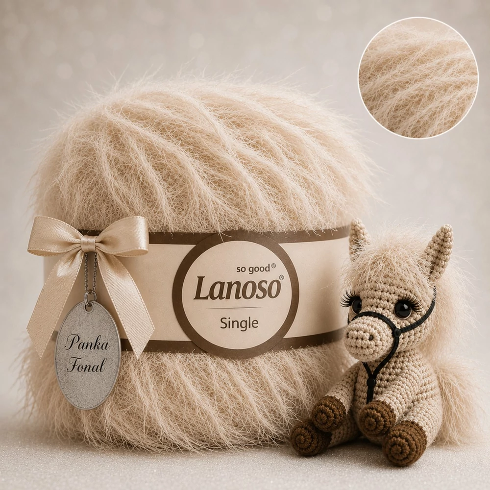 Lanoso Single szőrme-szempilla-fantázia fonal - 995 - Bahama bézs
