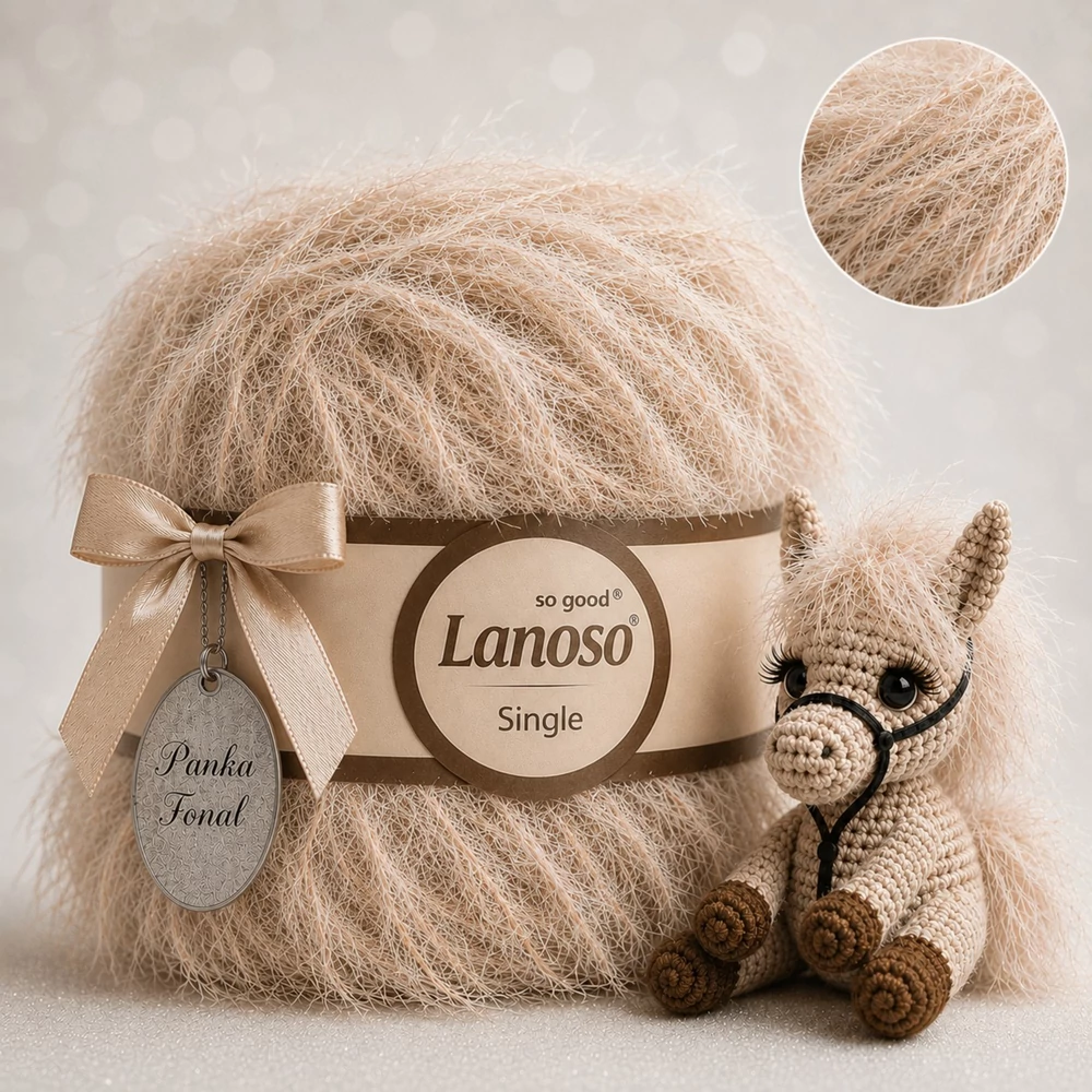 Lanoso Single szőrme-szempilla-fantázia fonal - 905 - Bézs
