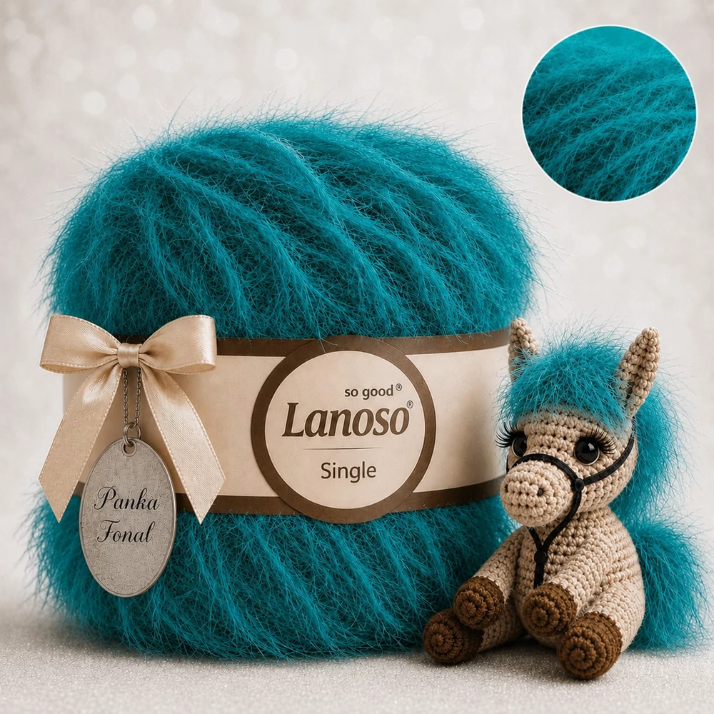 Lanoso Single szőrme-szempilla-fantázia fonal - 918 - Páva paróka