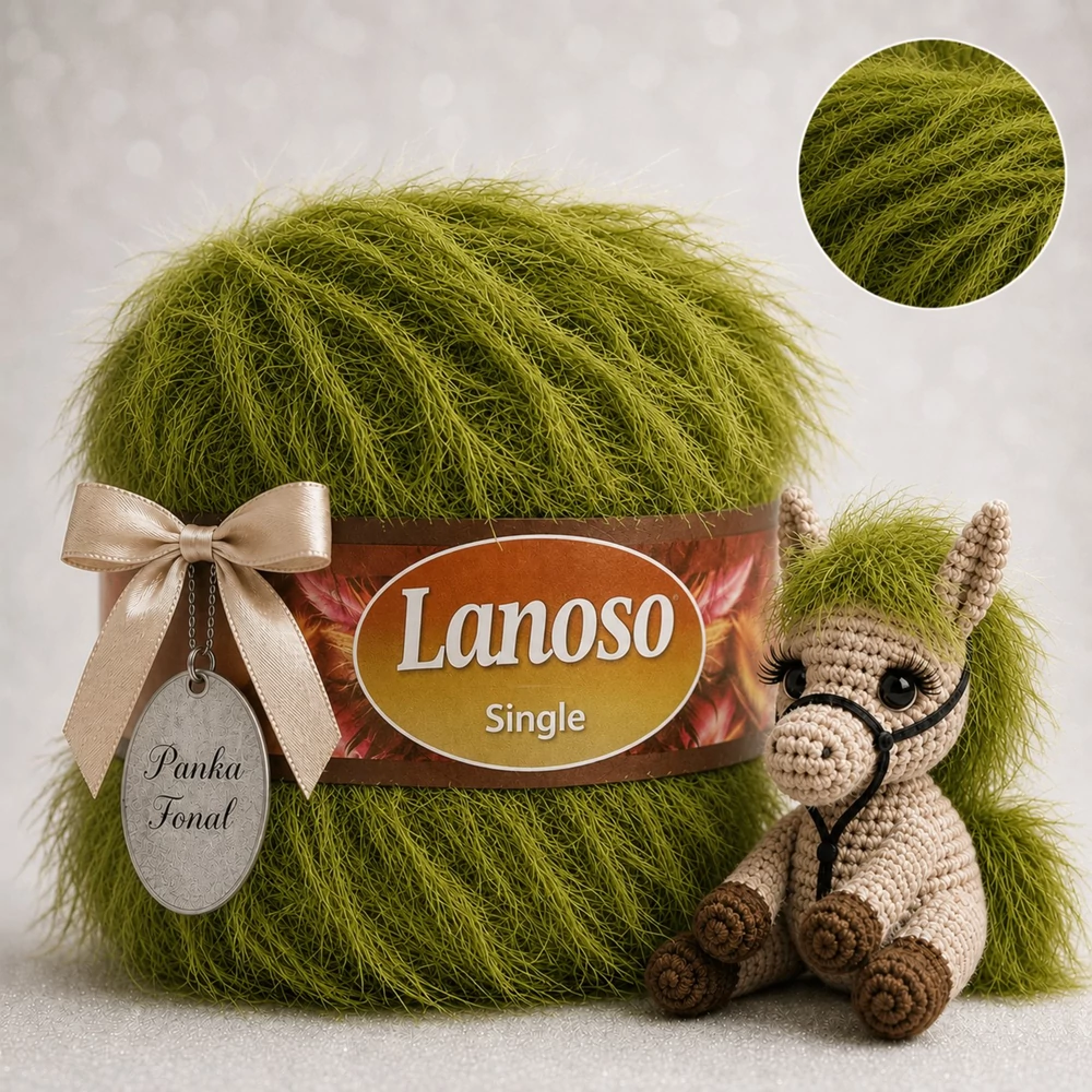 Lanoso Single szőrme-szempilla-fantázia fonal - 912 - Zöld