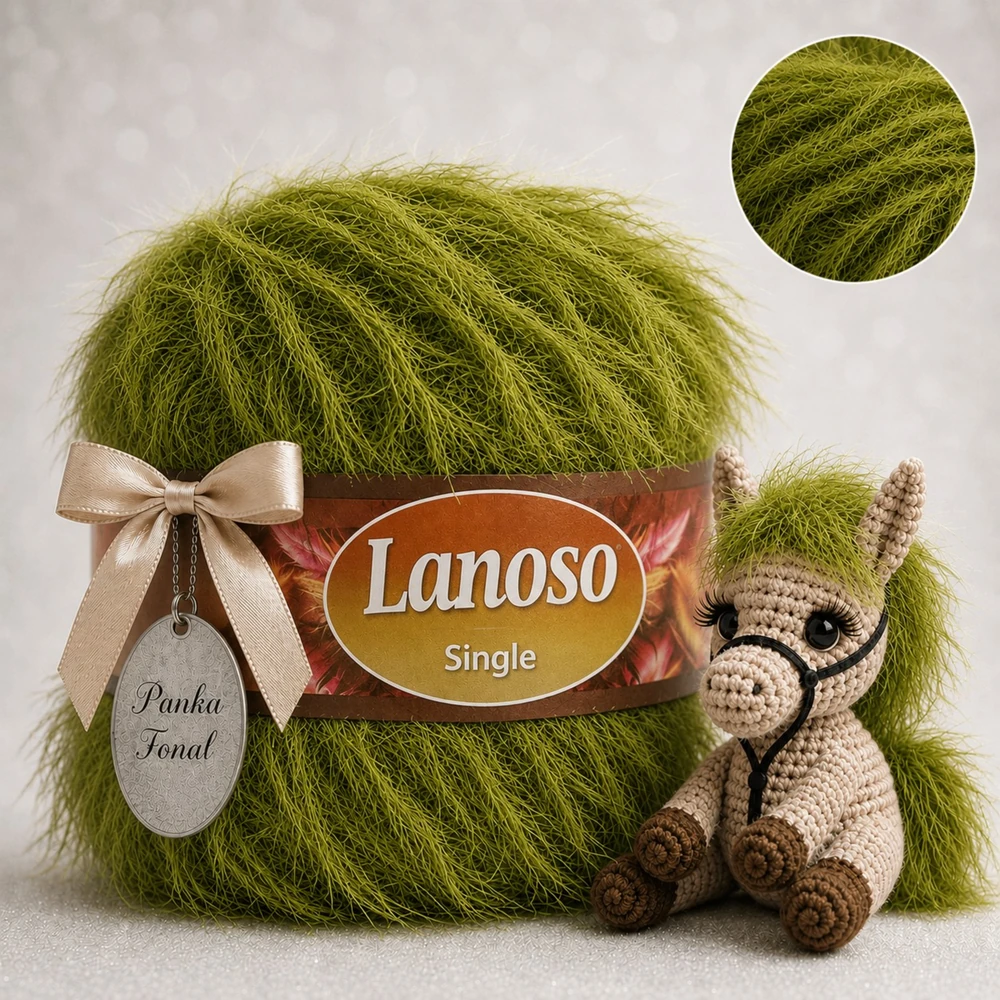 Lanoso Single szőrme-szempilla-fantázia fonal - 912 - Zöld