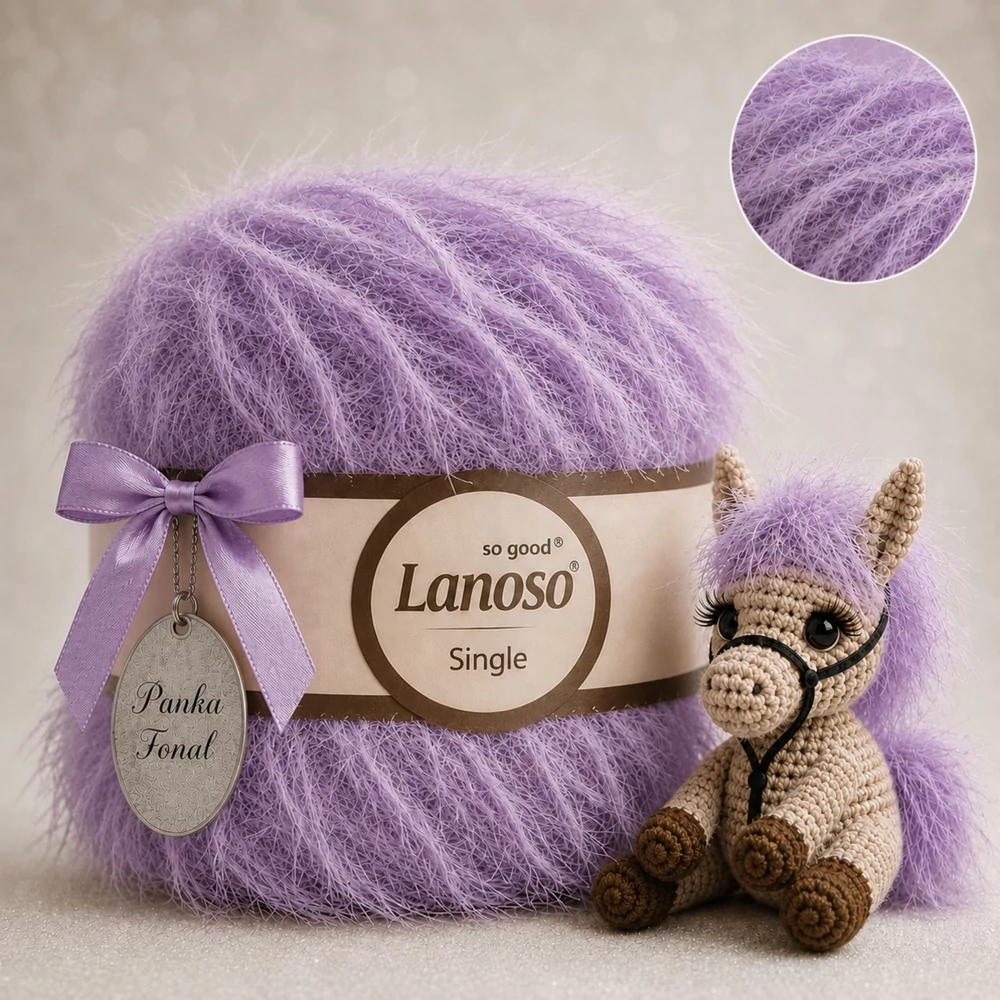 Lanoso Single szőrme-szempilla-fantázia fonal - 947 - Lila