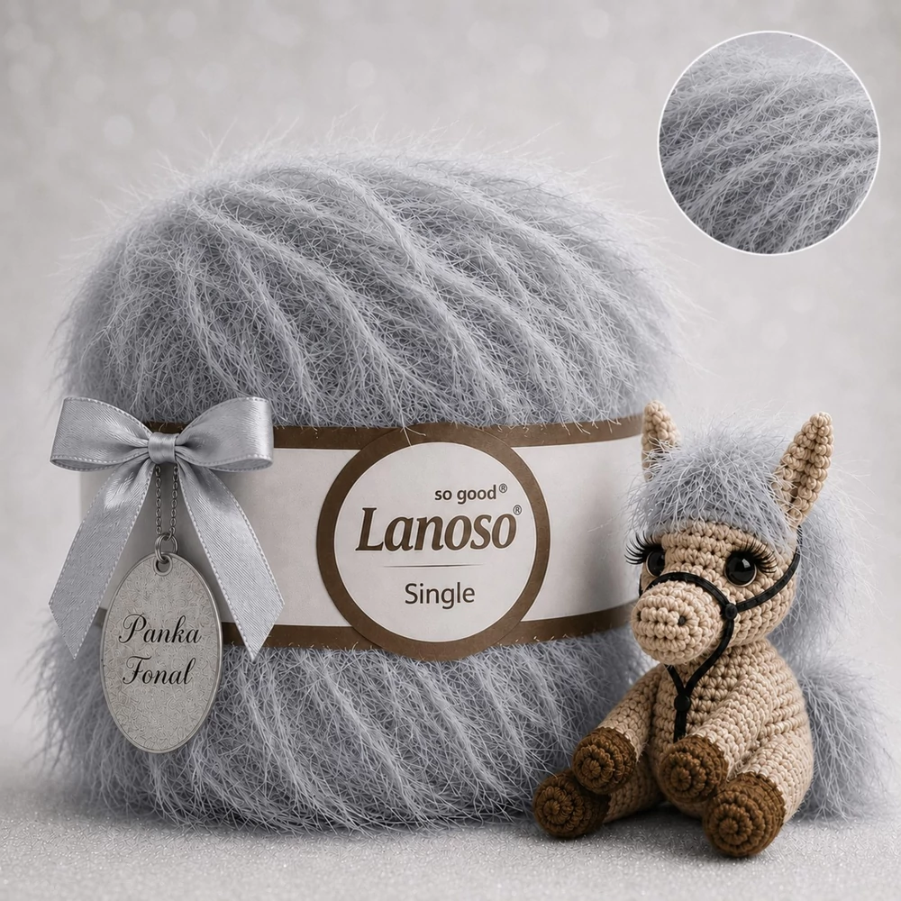 Lanoso Single szőrme-szempilla-fantázia fonal - 952 - Szürke