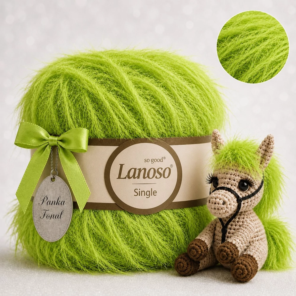 Lanoso Single szőrme-szempilla-fantázia fonal - 911 - Grincs gombóc
