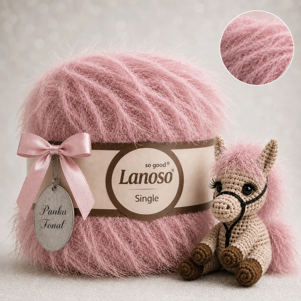 Lanoso Single szőrme-szempilla-fantázia fonal - 928 - Vintage rose