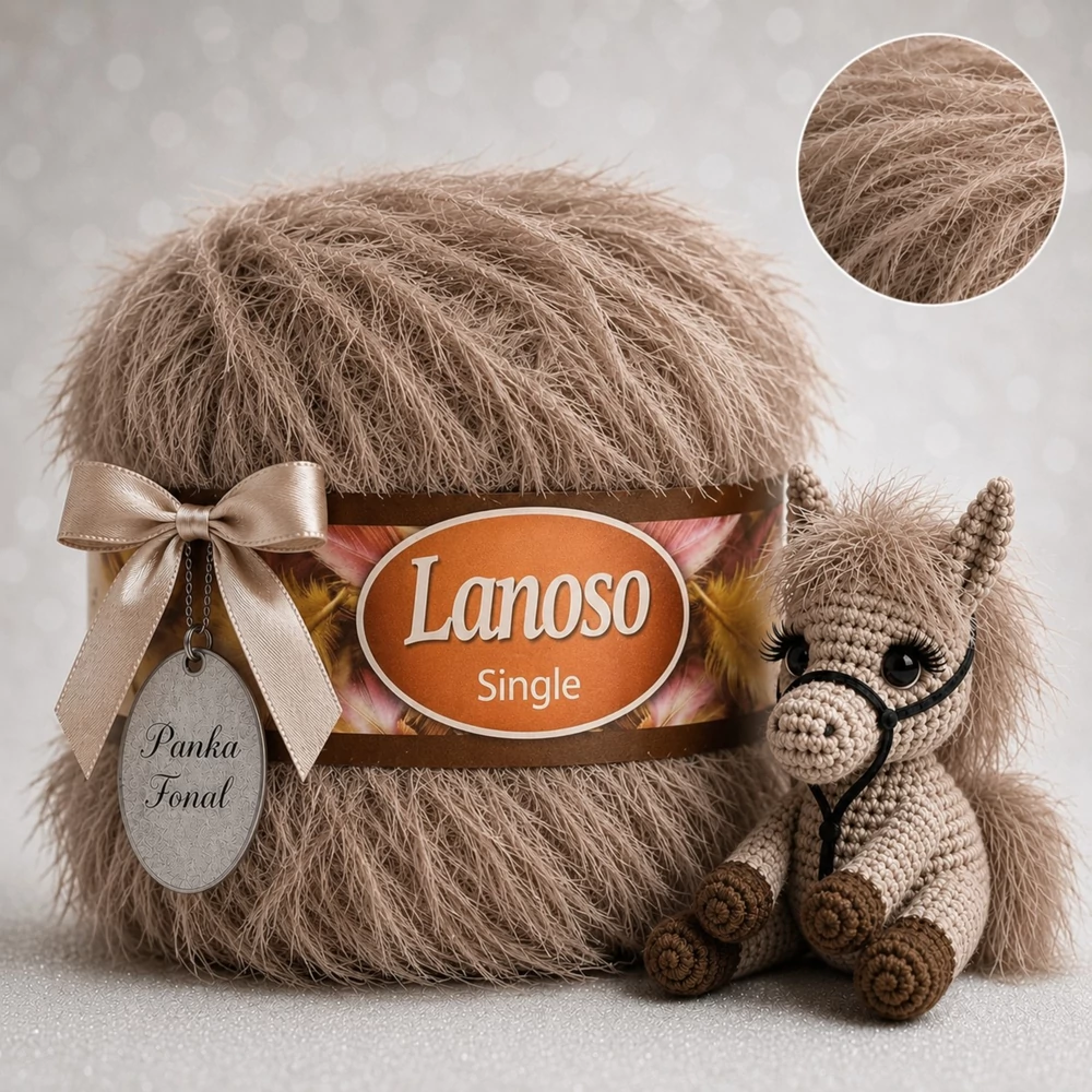 Lanoso Single szőrme-szempilla-fantázia fonal - 909 - Tejeskávé
