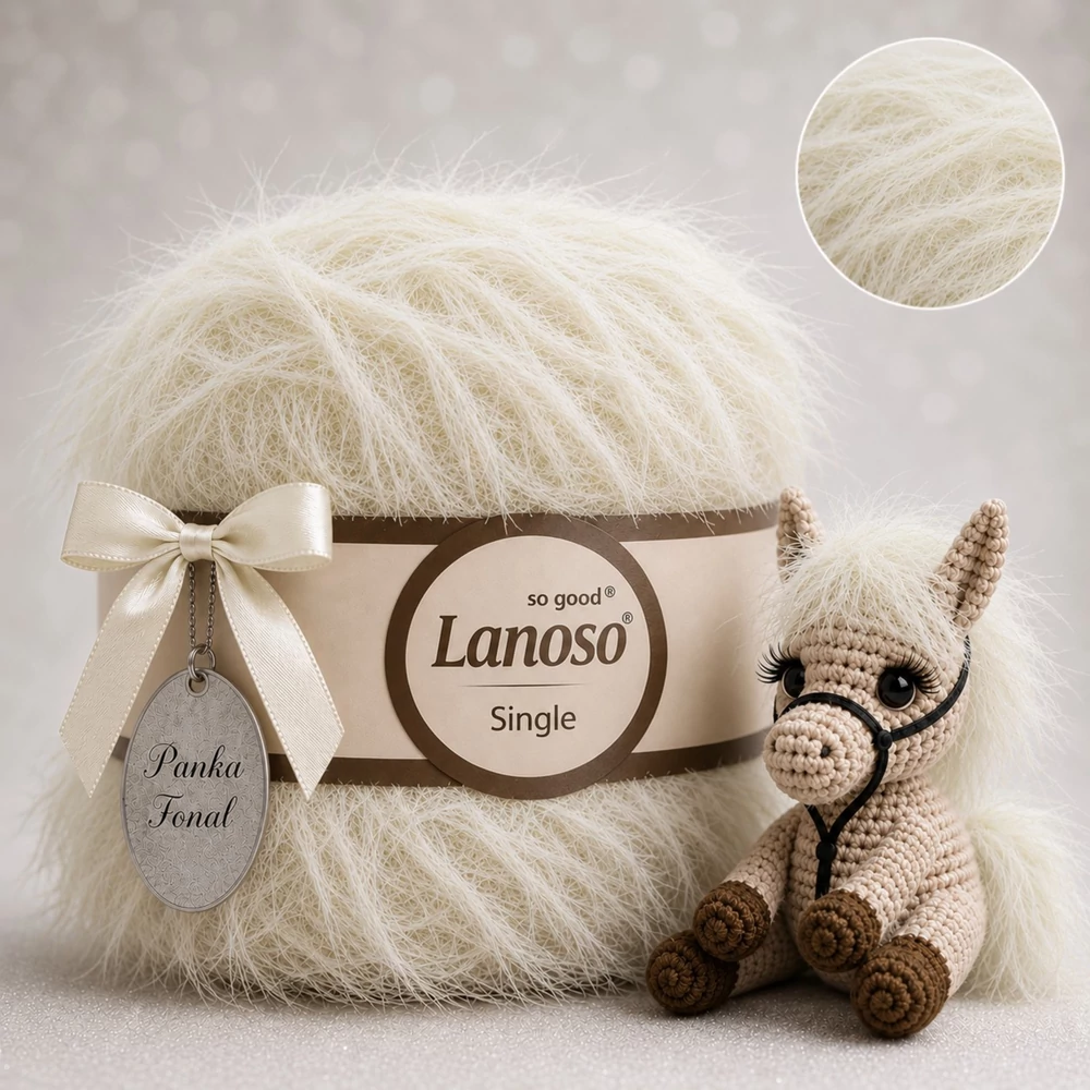 Lanoso Single szőrme-szempilla-fantázia fonal - 902 - Kagylóhéj